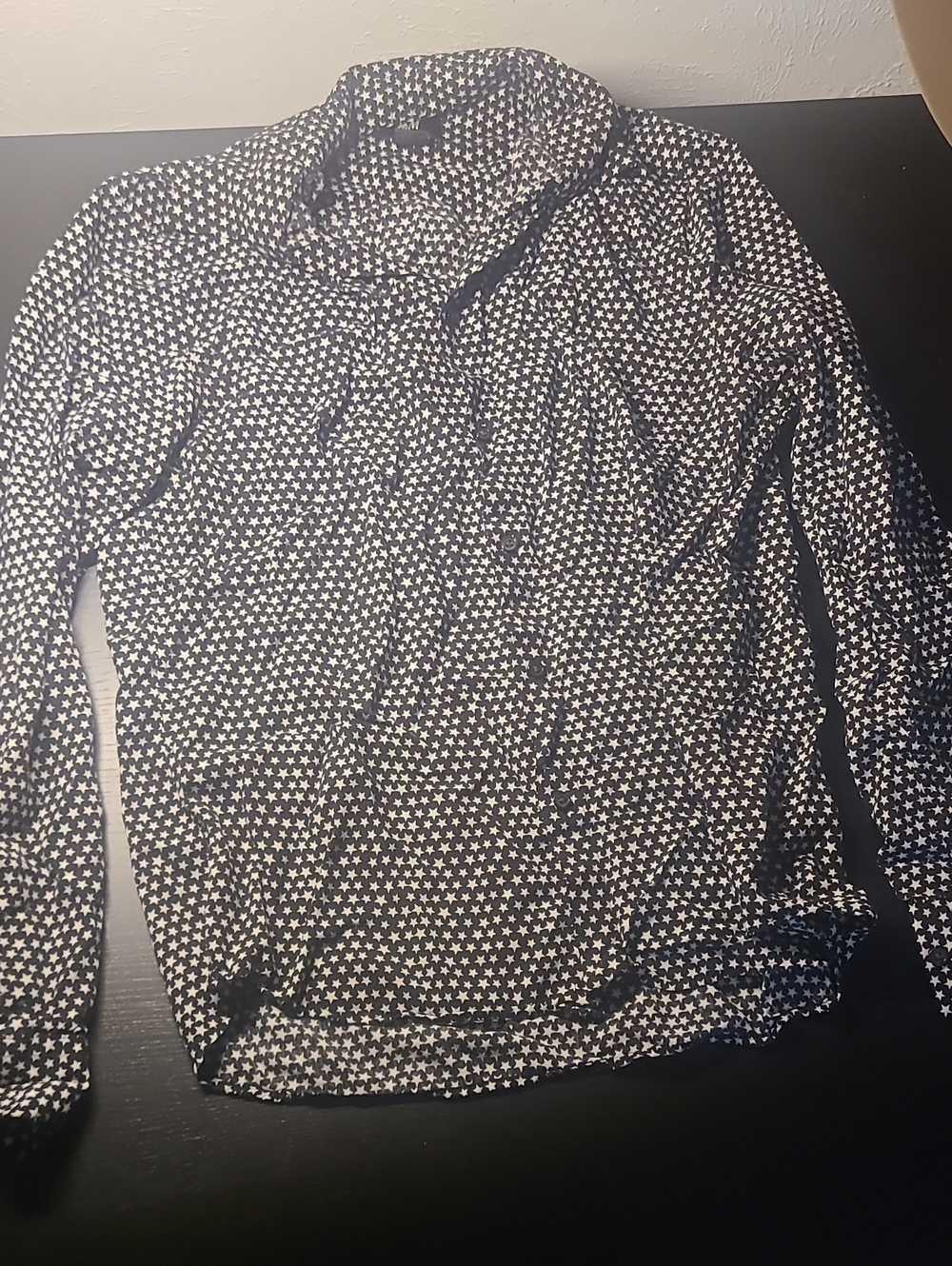 H&M Black Blouse with White Star Print